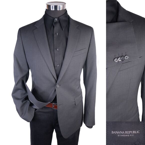 BANANA REPUBLIC Slim Blazer Sport Coat 2 Button Casual Jacket Size 40R WOOL Suit - Picture 1 of 15